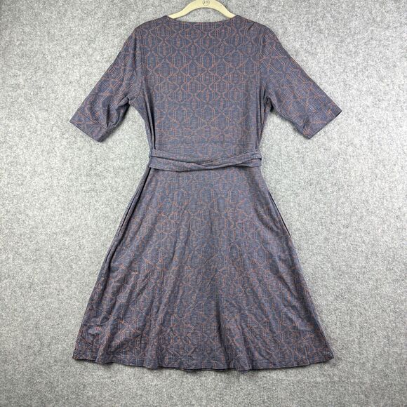 Toad & Co Cue Wrap Cafe Dress Womens S Geometric Organic Blend Travel Stretch* - Picture 7 of 16